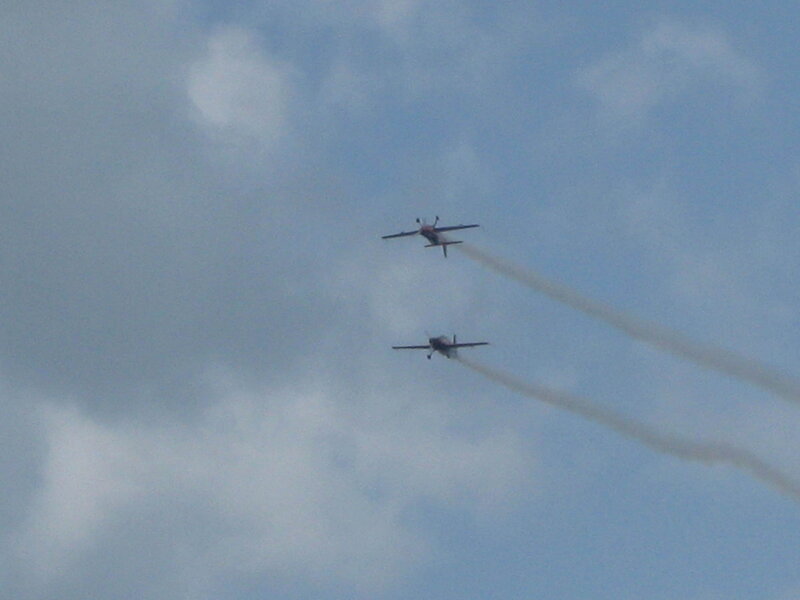 Two planes flying in formation