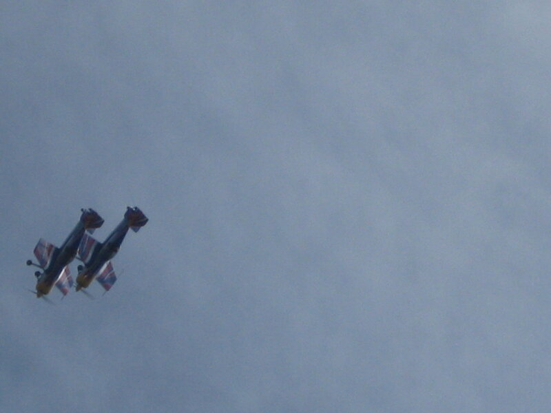 two planes flying in formation