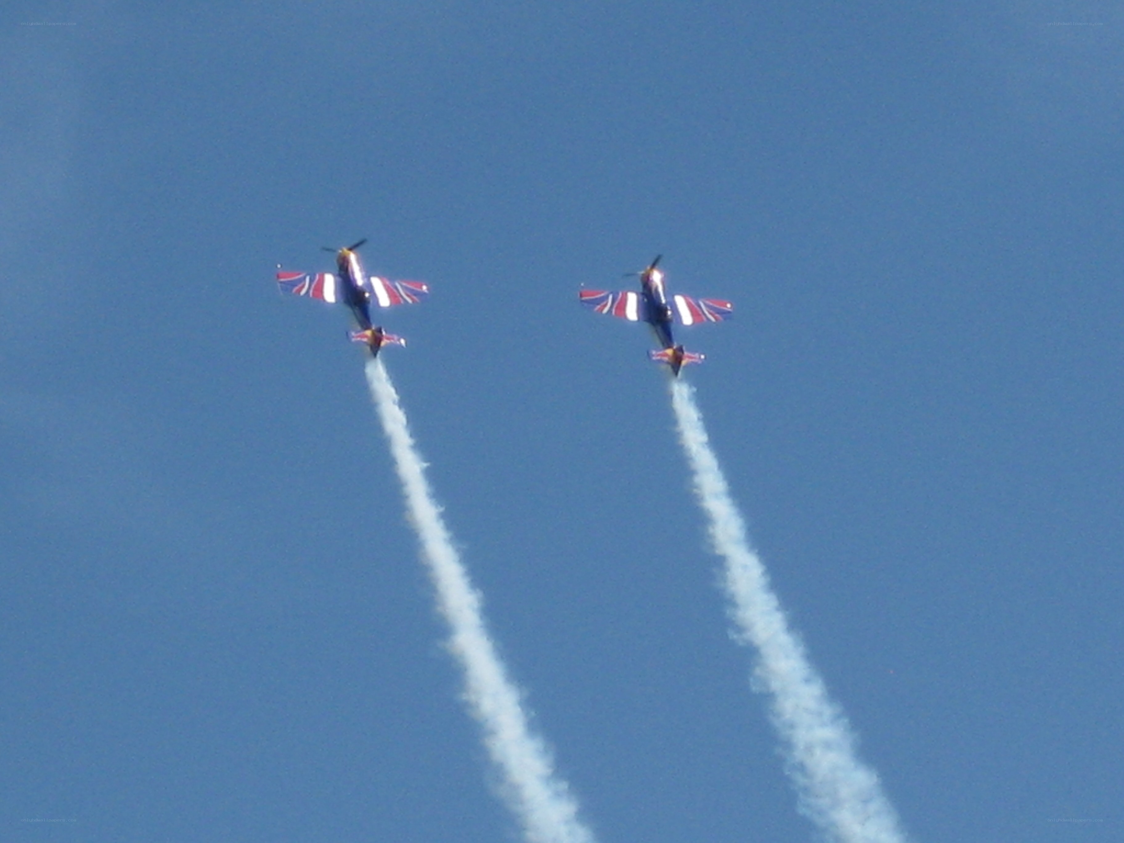 Two planes flying in formation