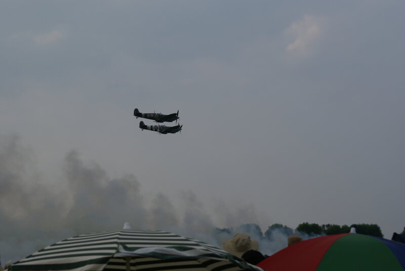 Two planes flying in formation