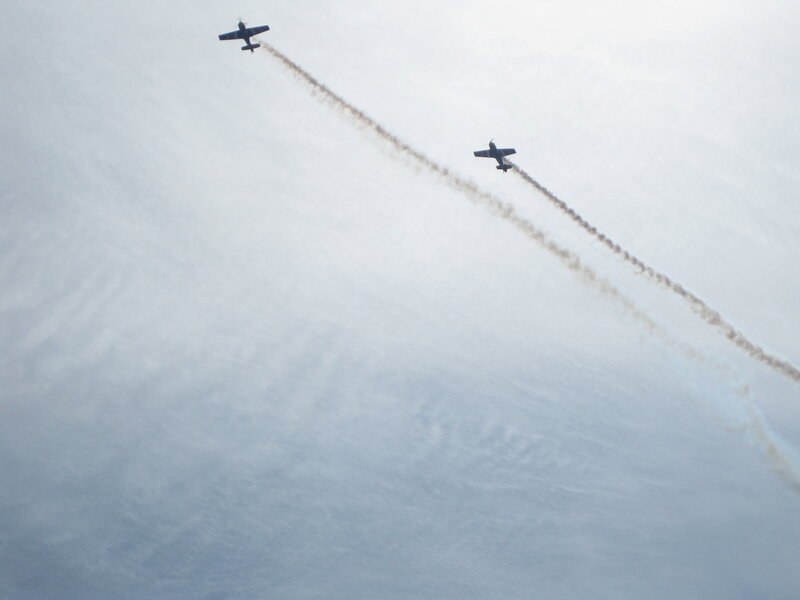 Two Planes in Sky — White