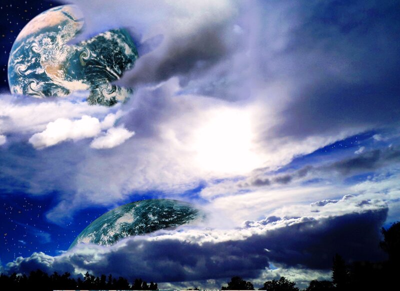 Two Planets in Sky — Blue