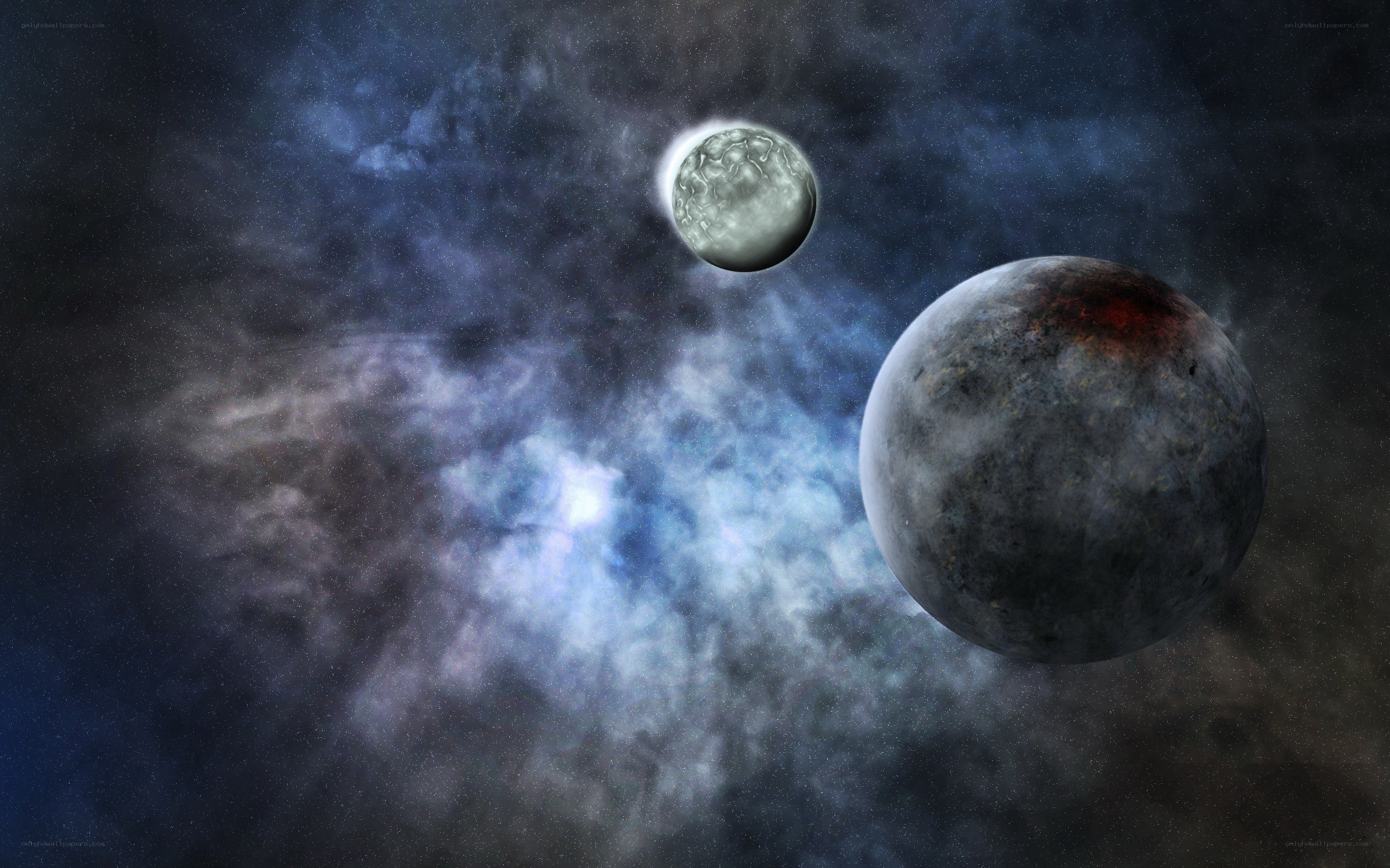 Two planets in space