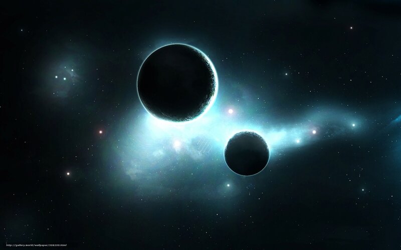 Two Planets in Space — Black, Cosmic