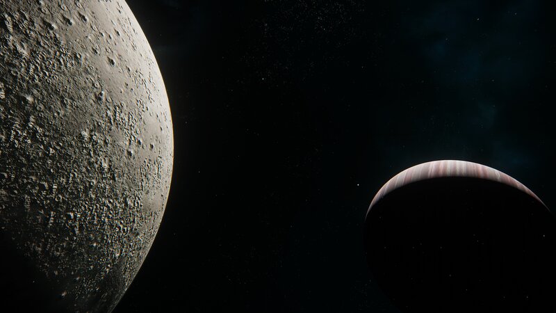 Two Planets in Space — Black, Dramatic, Night, 3d Render