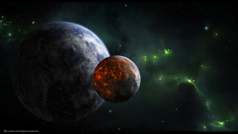 Two Planets in Space — Black, Dramatic