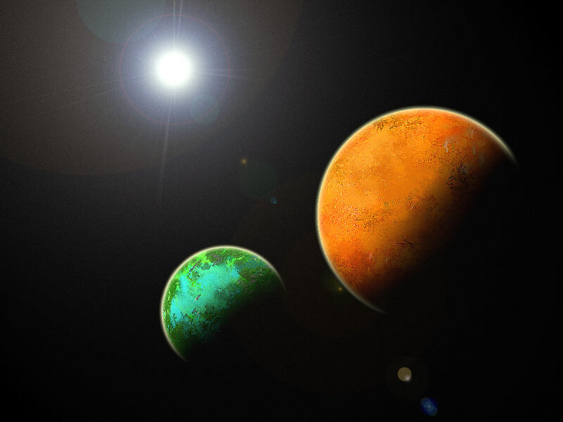 Two Planets in Space — Orange