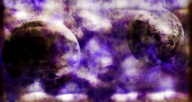 Two Planets in Space — Purple, Dramatic