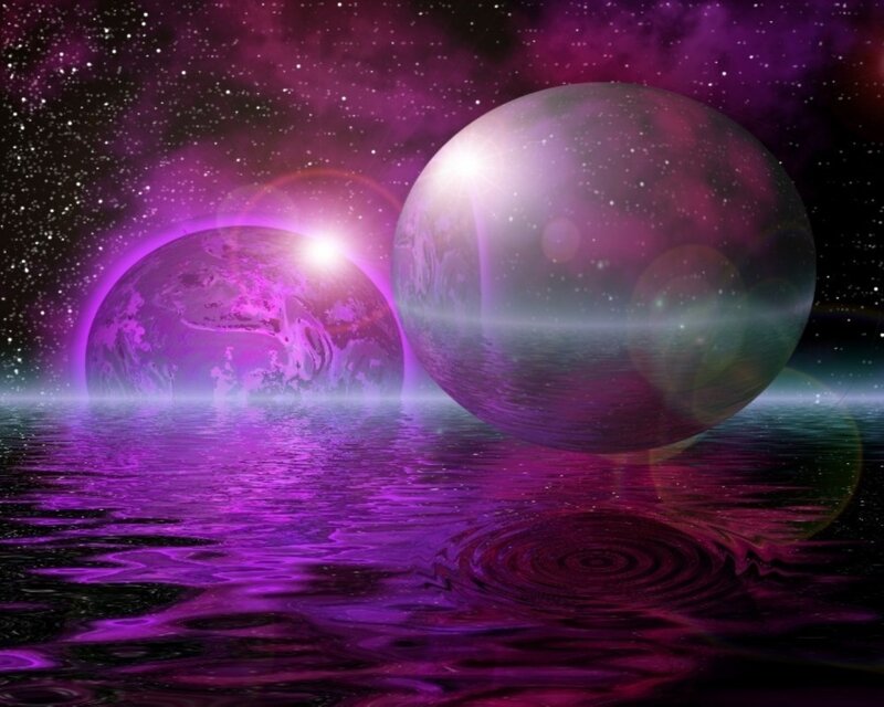 Two Planets in Space — Purple
