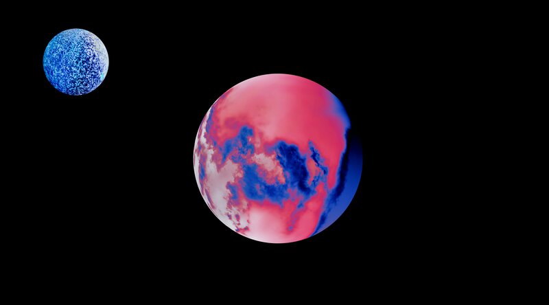Two Planets in Space — Red
