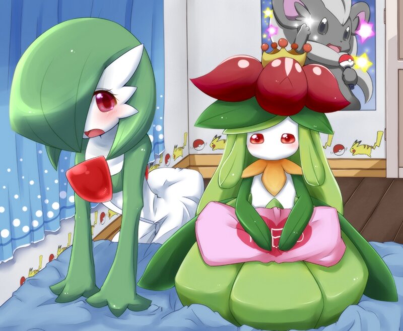 Two Pokémon Characters — Green, Playful