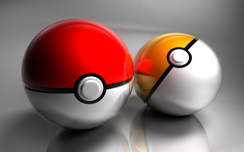 Two Pokeballs — Red, Neutral, 3d Render, Sphere