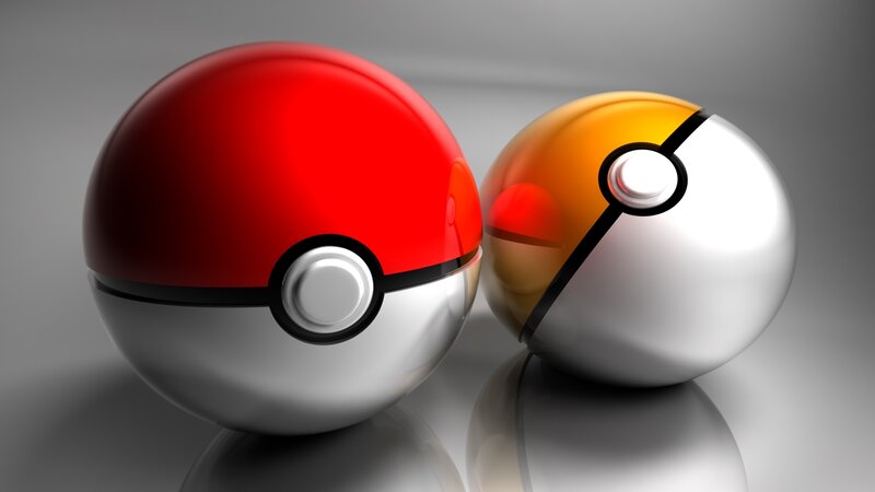 Two Pokeballs — Red, Neutral, 3d Render