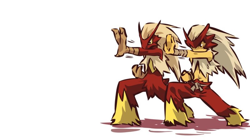 two pokemon in fighting stance