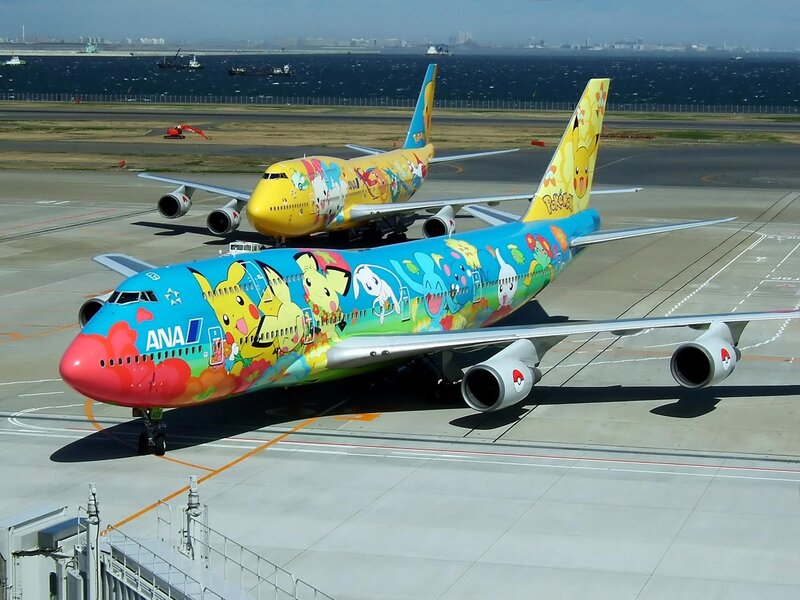 Two Pokemon-themed Airplanes