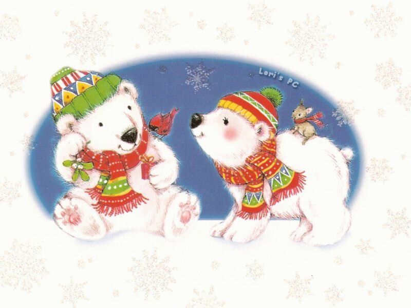 Two Polar Bears in Winter