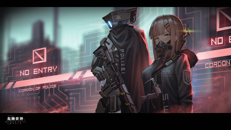 Two Police Officers — Black, Dramatic, Night