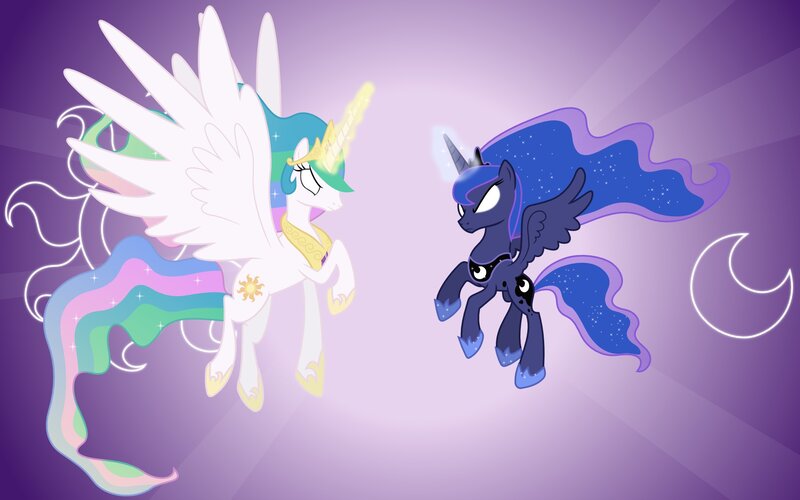 Two Ponies Facing Each Other — Purple