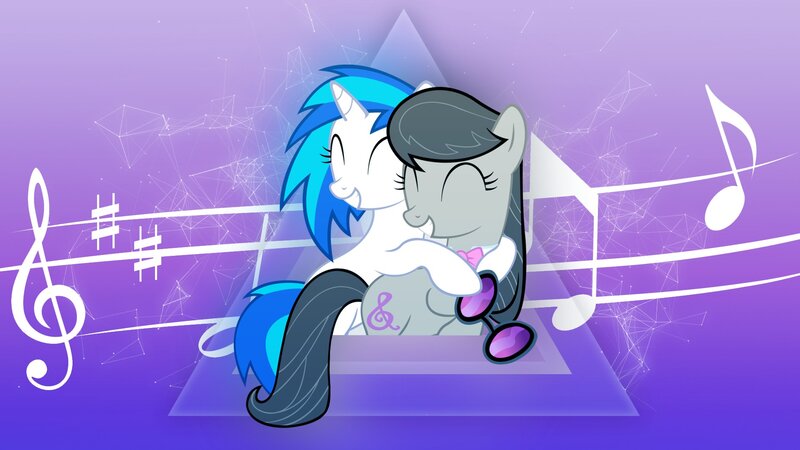 Two Ponies Hugging — Purple