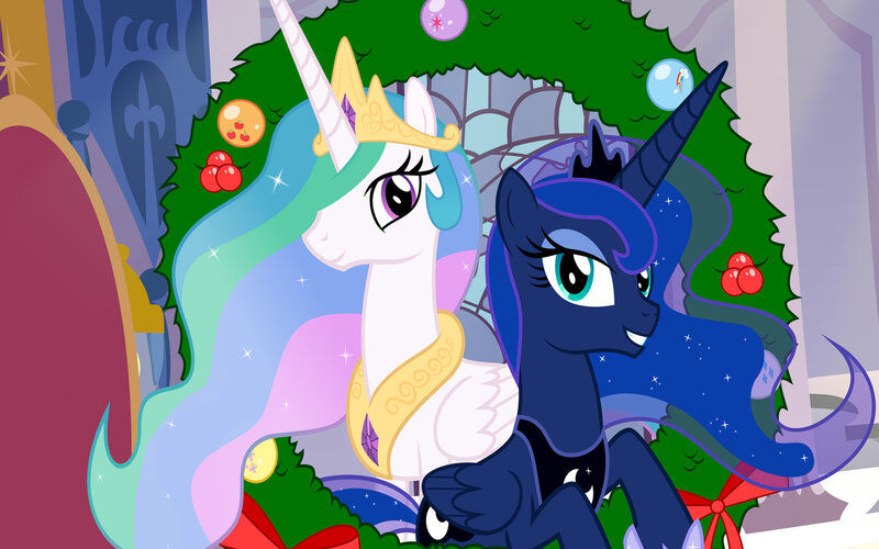 Two Ponies in Front of a Wreath