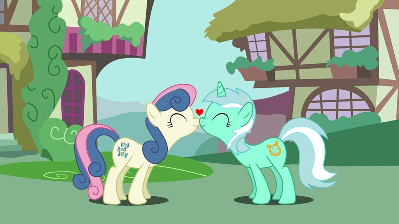 Two Ponies Kissing — Green