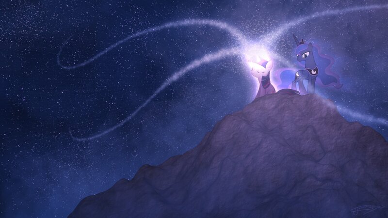 Two Ponies on a Rock