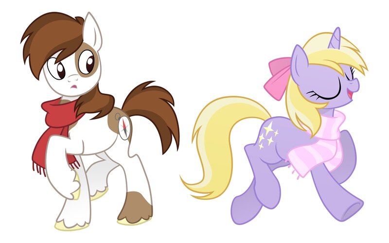 Two Ponies Standing — White