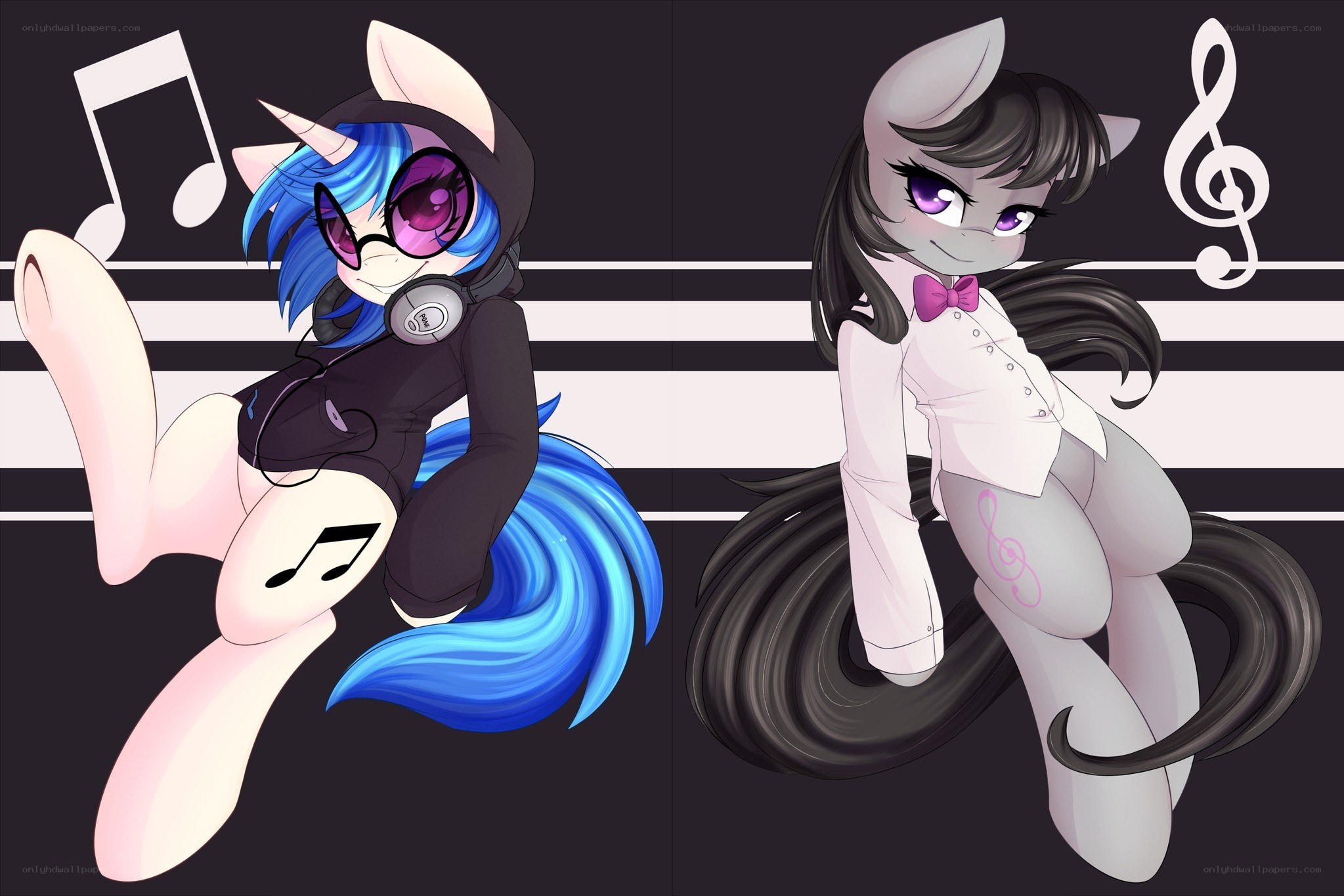 two ponies with music themes