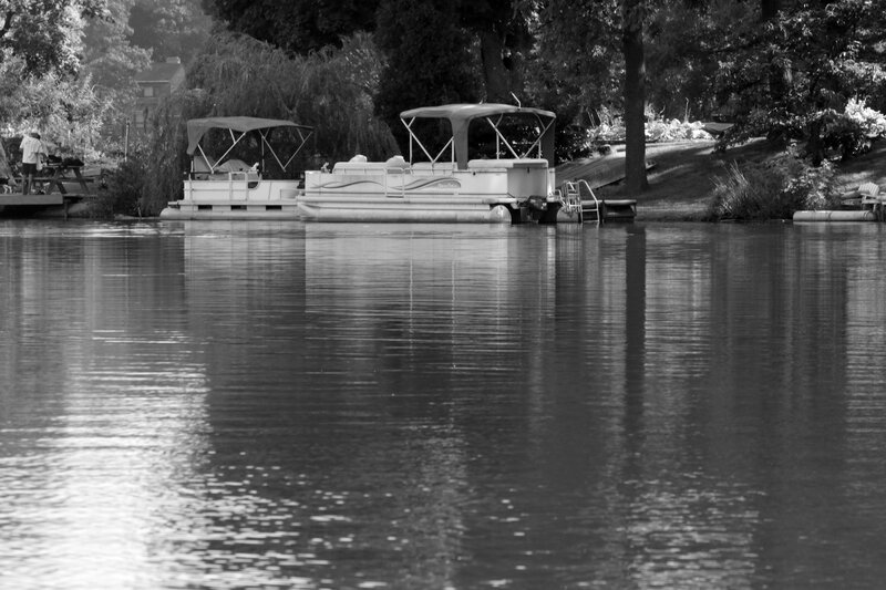 Two Pontoon Boats on Lake