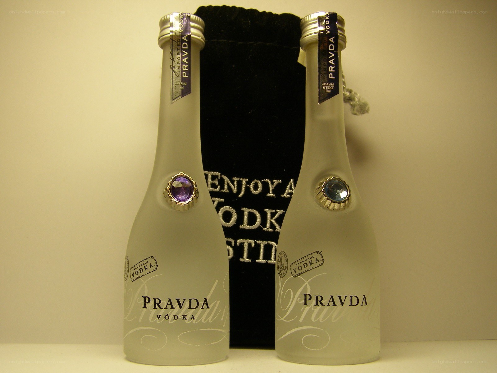 Two Pravda Vodka Bottles