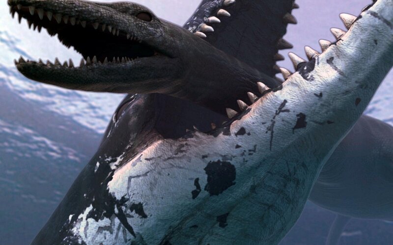 Two Prehistoric Marine Reptiles — Blue