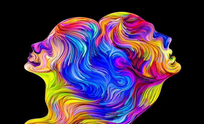 Two Profiles in Rainbow Colors