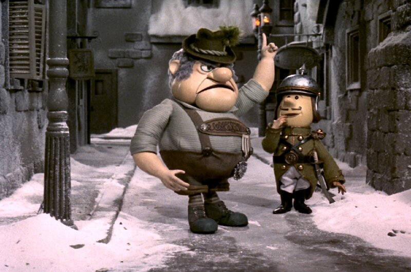 Two Puppet Characters in Snow