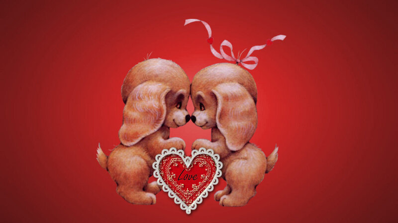 Two puppies in love