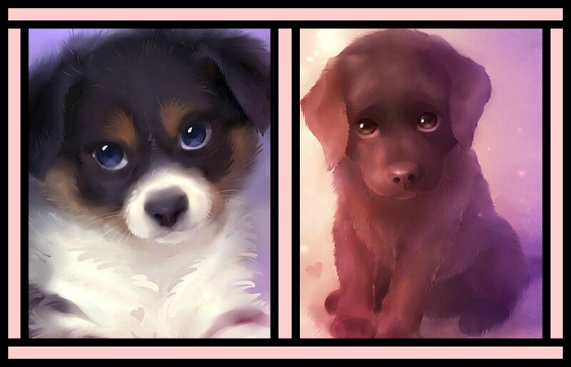 Two Puppies Side by Side