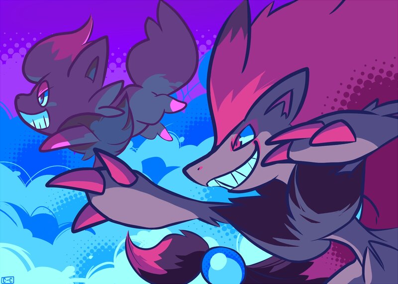 Two Purple Fox-like Creatures