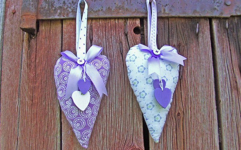 Two Purple Heart Ornaments