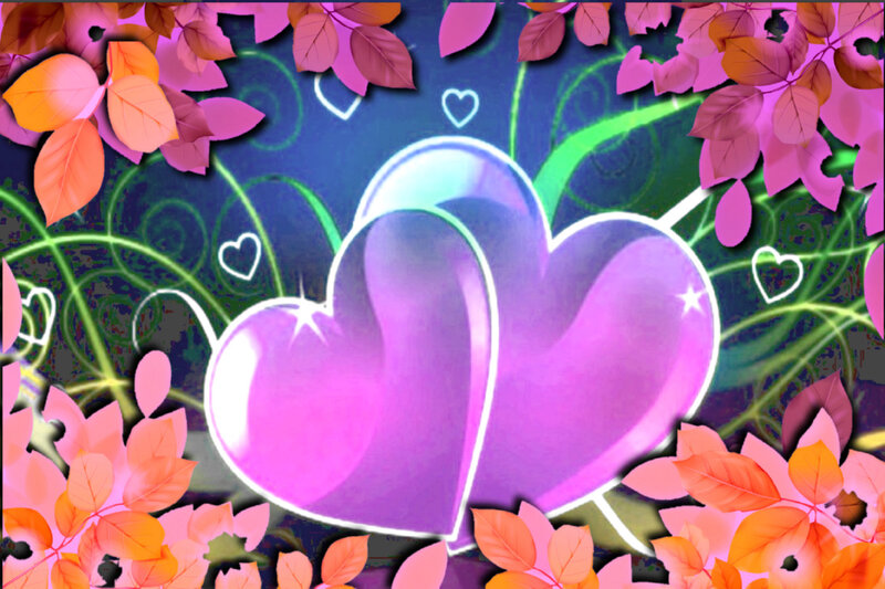 Two Purple Hearts — Romantic, Digital Art