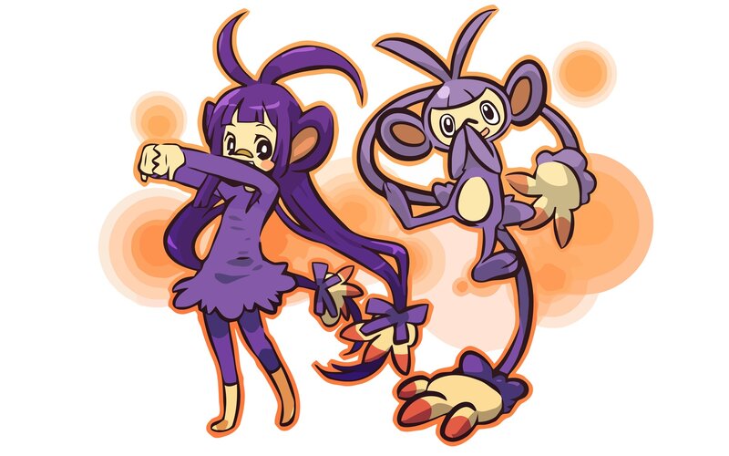 Two purple monkey characters