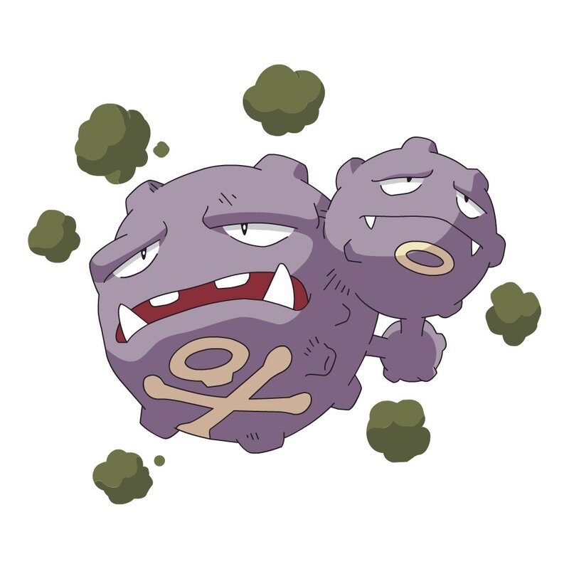 Two purple Pokémon with angry expressions