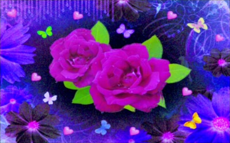 Two Purple Roses — Dreamy, Digital Art