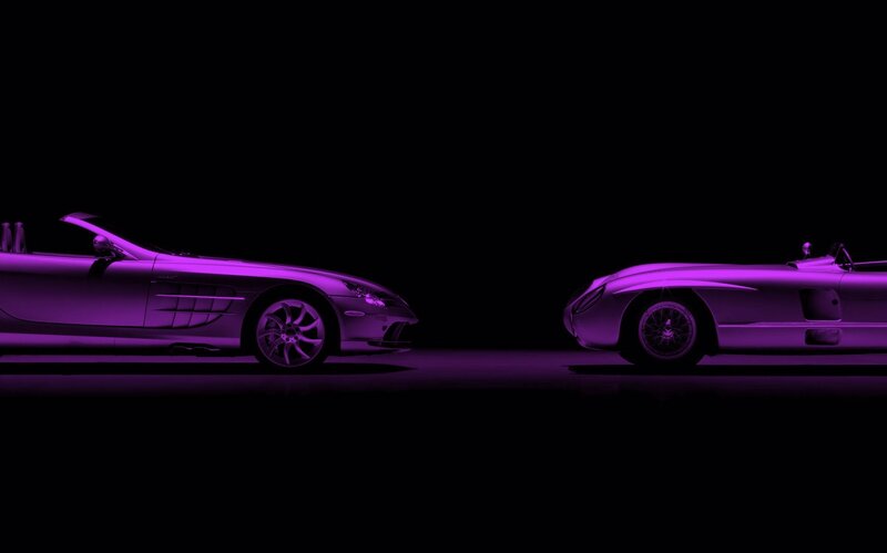 Two purple sports cars