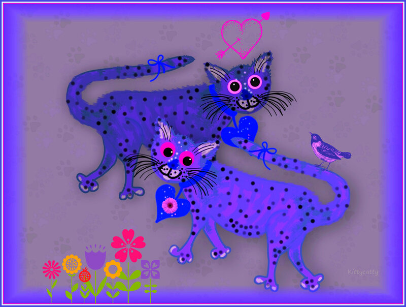Two Purple Spotted Cats