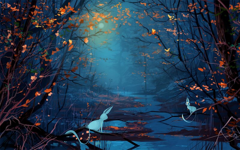 Two Rabbit-like Creatures — Blue