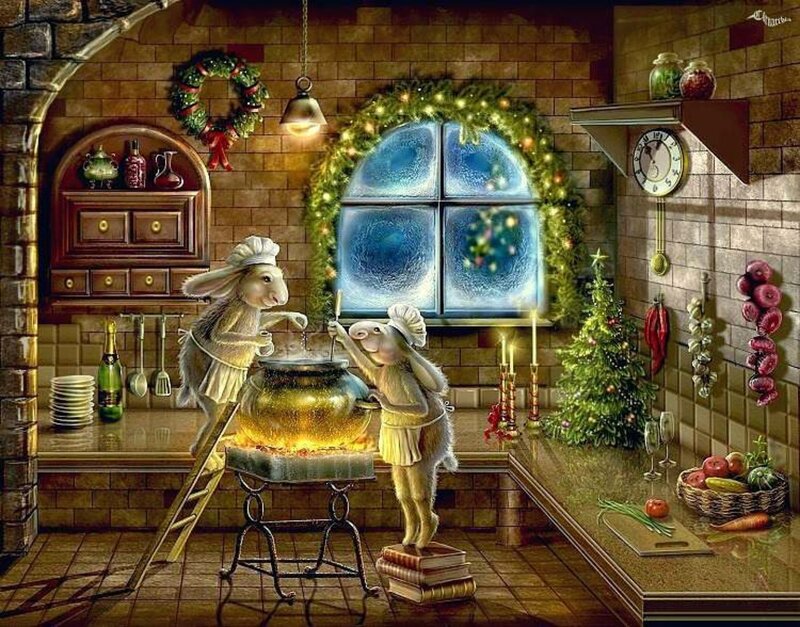 Two Rabbits Cooking