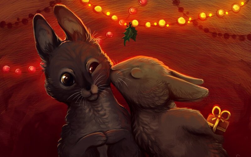 Two Rabbits Hugging