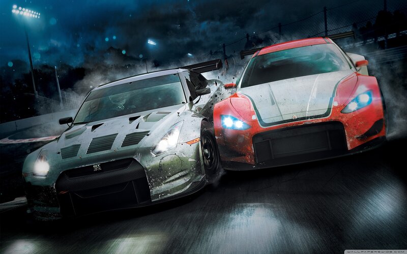 Two Race Cars Colliding