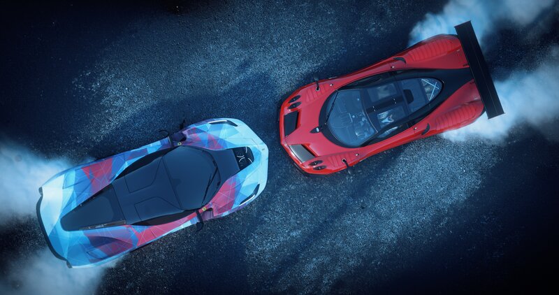 Two Race Cars Drifting — Red