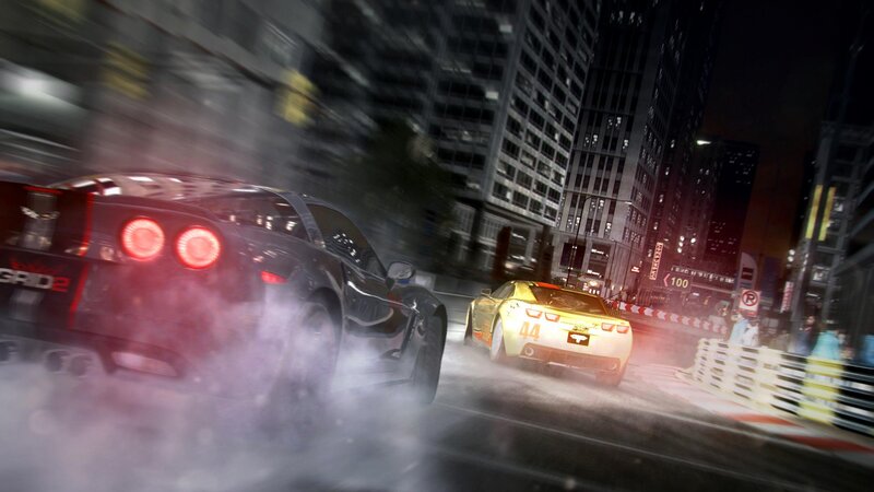 Two Race Cars in City — Black