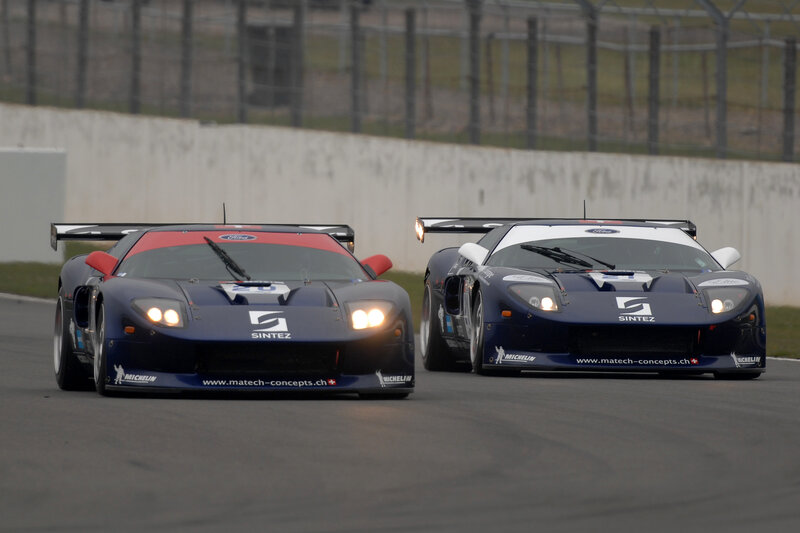 Two race cars on a track